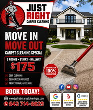 Load image into Gallery viewer, Move in Move out Carpet Cleaning Special 3 rooms stairs hallwayfree Deodorizer $175-Goose Creek & Moncks Corner north Charleston Ladson area