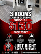 3 room Carpet Cleaning $130 service area Goose Creek,Moncks Corner,Ladson,North Charleston Hanahan,Summerville.